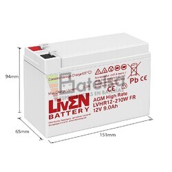 Bater�a 12 Voltios 9 Amperios Long Life | LVHR12-210W Liven Battery